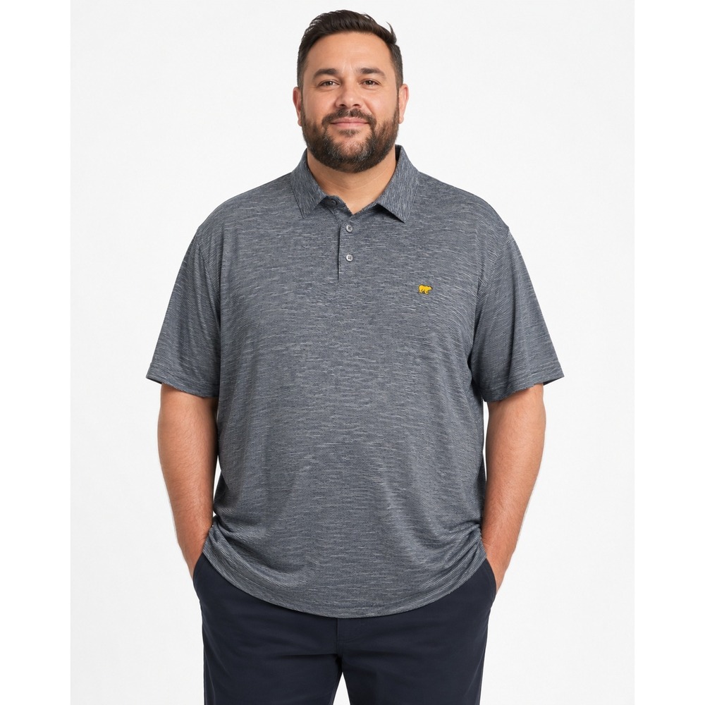 Jack Nicklaus Golden Bear Polo Mens XXL Gray Striped Golf Shirt Cotton Blend‎